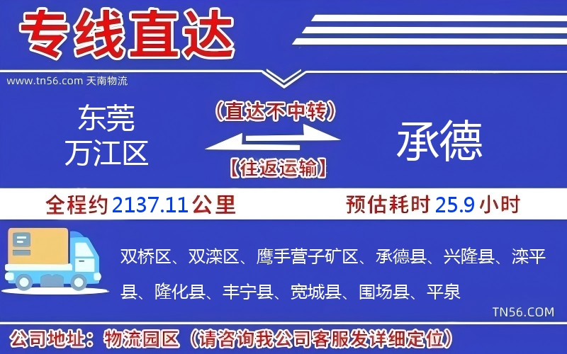 東莞萬江區(qū)到承德物流公司