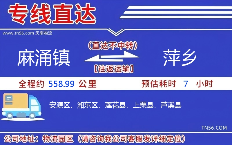 麻涌鎮到萍鄉物流公司